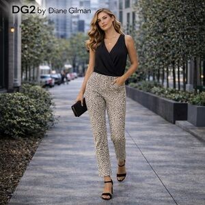 DG2 by Diane Gilman Leopard Print Pants
